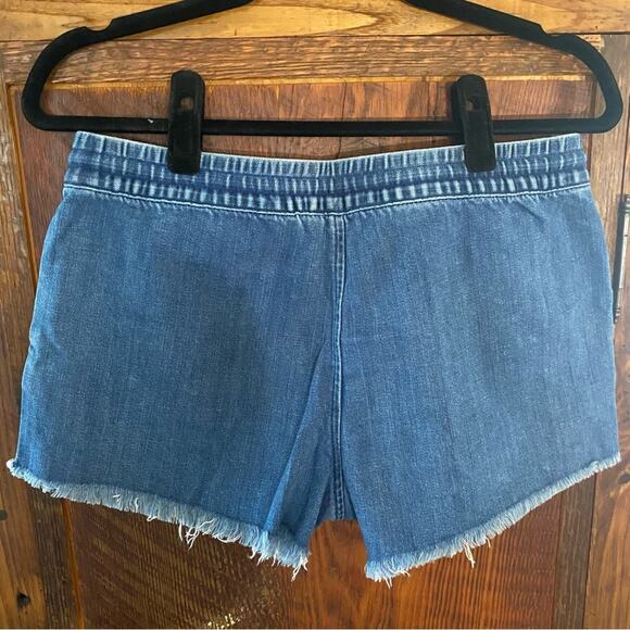 Aerie Women's Soft Denim Shorts Size Small Mid Rise Drawstring Raw Hem Casual - Picture 5 of 7